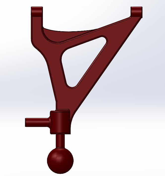 Redesigned lower control arm concept modelled in SolidWorks.