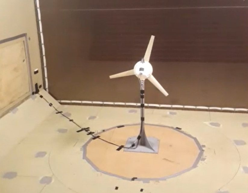 Model wind turbine in the Monash wind tunnel